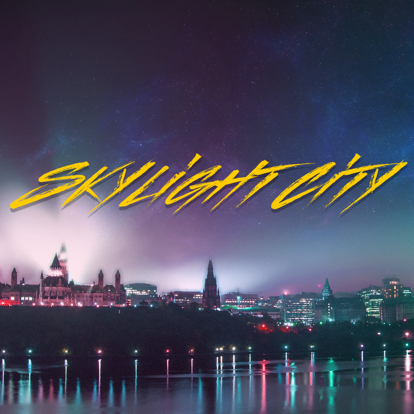 skylight city synthwave retro album cover cityscape